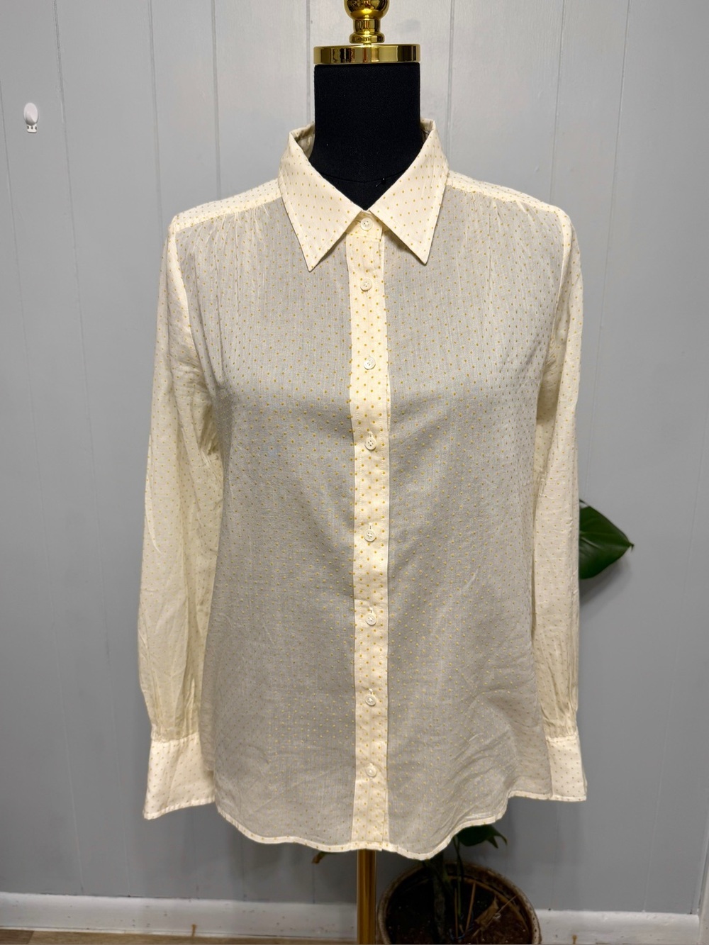 #17) J Crew Cream Button-Up Shirt with Subtle Gold Dot Detail
